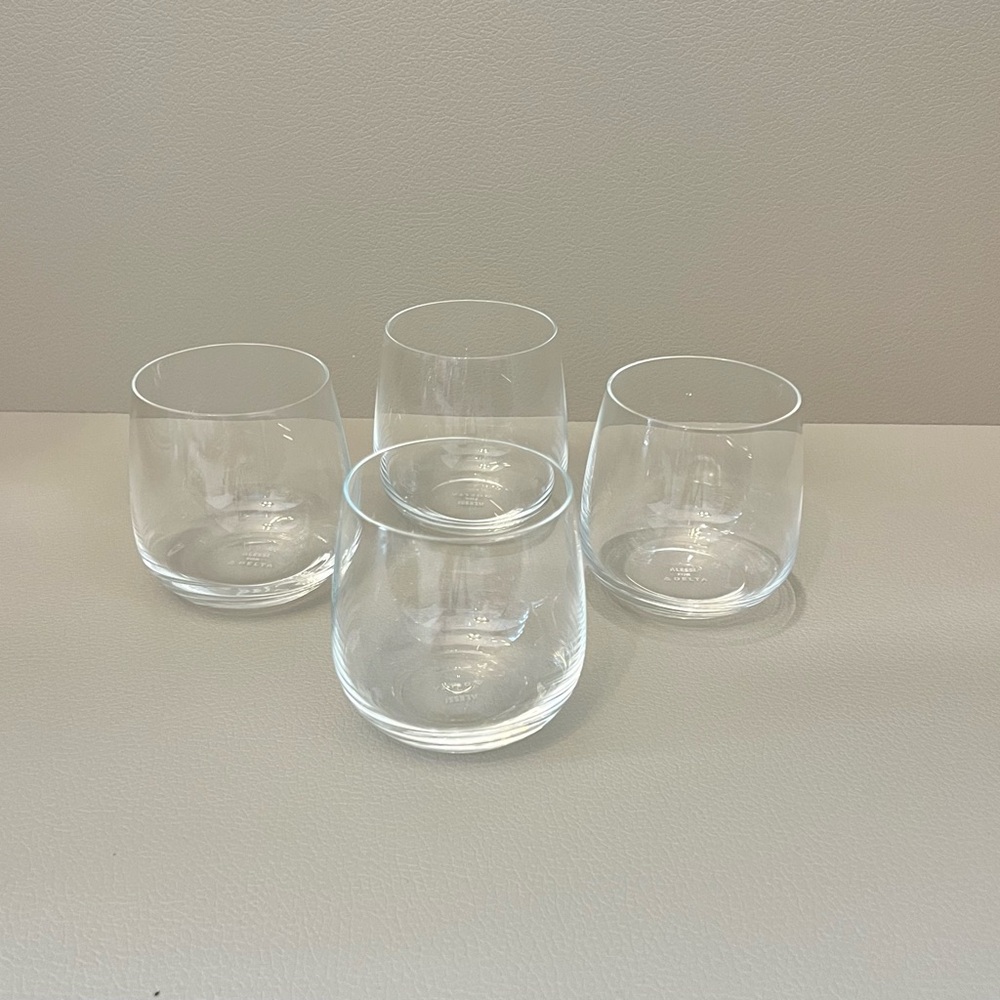 ALESSI Rock Glasses By Delta One Set of 4 Delta Air Lines Business Class New